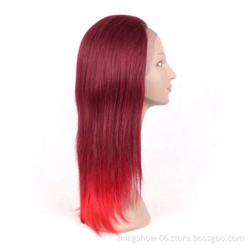 20" Lace front human hair wig, red lace front wig human hair